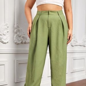 Lime SHEIN X ROXI Plus Solid Slant Pocket Pants
